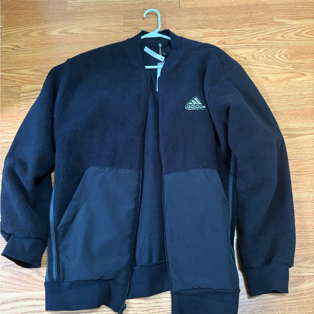 Adidas Black Fleece Jacket Sz Large NWT